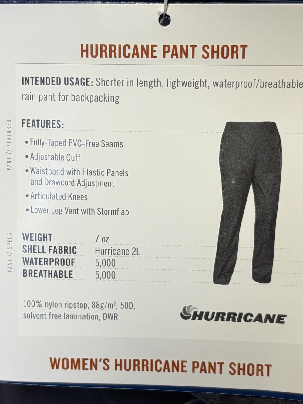 NEW Sierra Designs Hurricane Pants Short Womens Medium Packable Rain Outdoor - Picture 10 of 14